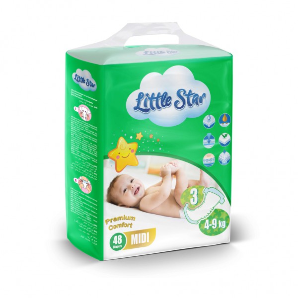 Little Star Baby Diaper Midi 52 Pcs